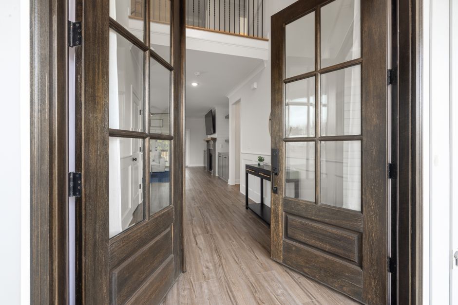 Open welcoming front door inviting guests inside